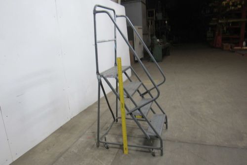 Tri arc 4 step steel rolling safety ladder 24&#034;x7&#034;treads  40&#034;top step for sale