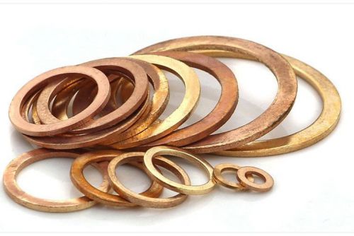 M5-M48 Brass Flat Washer Copper Crush Washers Gasket Seal Ring Thick 1-1.5-2mm