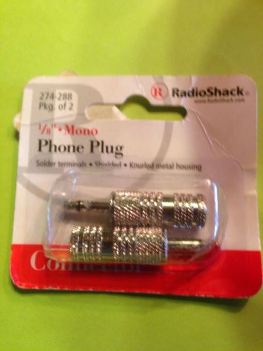 1/8 Inch Mono Phone Plug 2 Each Solder Terminals New Radio Shack 274-288