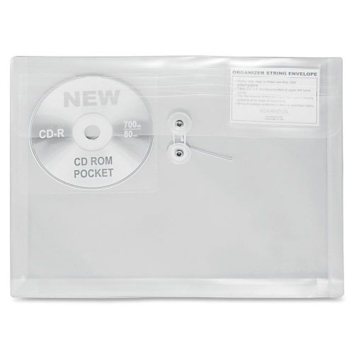 ADVANTUS String &amp; Button Poly Envelopes Letter Size Clear 4/Pack (ANG4820-CR)