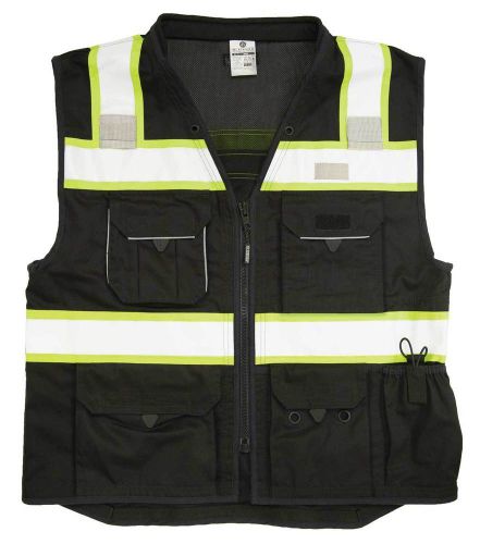 Ml kishigo b500 safety vest, black with lime yellow and silver reflective 4xl for sale