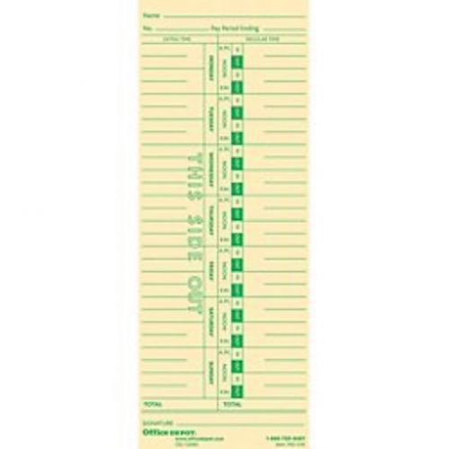 Office Depot Time Cards, Weekly, Monday-Sunday Format, 1-Sided, 3 3/8in. x 8 Of