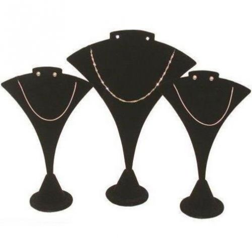 3 Black Velvet Combo Necklace &amp; Earring Stand Display