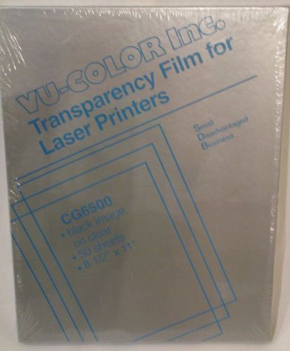 Vu-Color Transparency Film For Laser Printers CG6500 Black on Clear 50 sheets