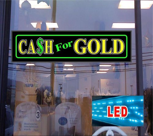 Led light up sign ca$h for gold 46&#034;x12&#034; neon/ banner alternative - window sign for sale