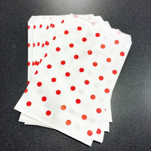 500pc 5x7&#034; inch Red Polka Dot Print Paper Bags