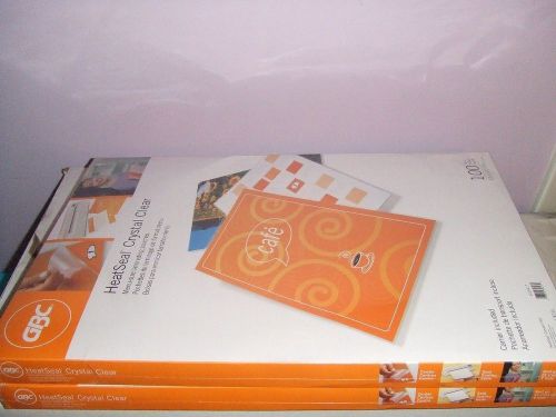 GBC HeatSeal Crystal Clear 5mil 100 pack Menu Size Laminating Pouches NEW