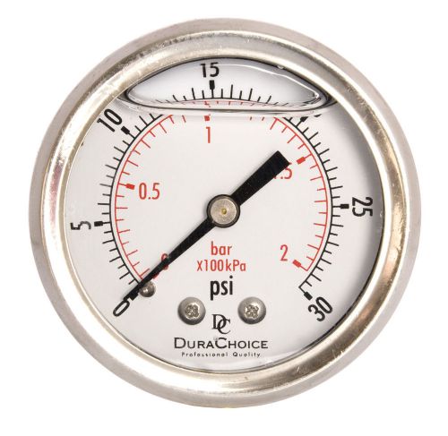 2&#034; liquid filled pressure gauges - 1/4&#034; npt center back mount 30psi for sale