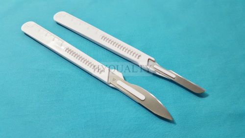 2 ASSORTED DISPOSABLE STERILE SURGICAL SCALPELS #24 #16 PLASTIC GRADUATED HANDLE