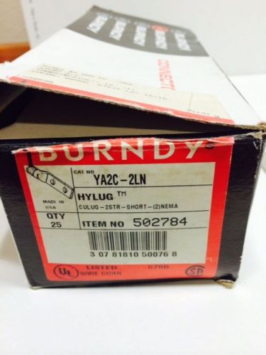 Box of 25 units, Burndy Hylug YA2C-2LN item 502784, NIB Old Stock