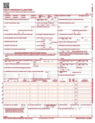 New CMS-1500 02/12 Claim Form (25 forms)
