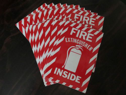 (20-Signs) Fire Extinguisher Inside with Picture 6&#034;x9&#034; Sign,Self Adhesive Vinyl