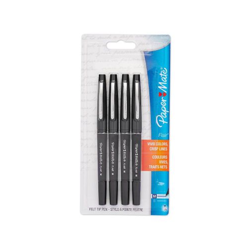 Paper Mate Flair Porous-Point Felt Tip Pen Medium Tip 4-Pack Black (8434452PP)