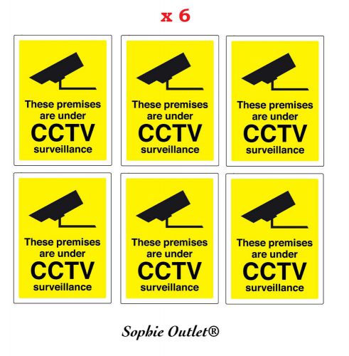 6x CCTV In Operation Warning Stickers Security Camera Safety Adhesive Signs Pack