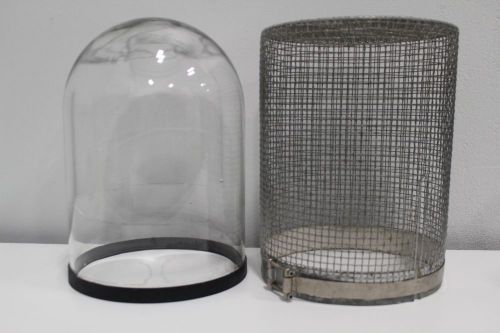 Corning PYREX Glass 12&#034; x 18&#034; Bell Jar Plain Ground + Wired Protective Casing