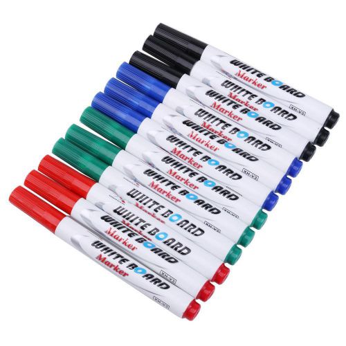 12pcs New Value DRY WIPE BLACK BULLET TIP White Board marker pens