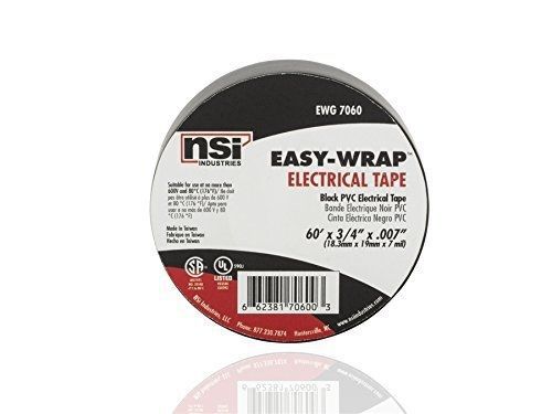 General Purpose Easy Wrap Electrical Tape, 0.75&#034; Width, 60&#039; Length, 0.007&#034;