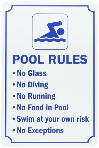 NEW SmartSign Plastic Sign,Legend &#034;Swimming Pool Rules&#034;,15&#034; high x 10&#034; wide,Blue
