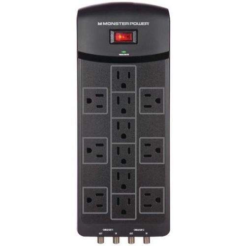 Monster Power 121829 Core Power 1200 AV Surge Protector w/12 Outlets 6&#039; Cord