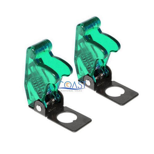 2x car marine industrial spring-loaded toggle switch safety cover - clear green for sale