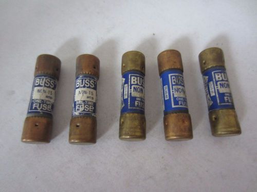 Lot of 5 Bussmann Buss NON-15 Fuses 15A 15 Amps Tested