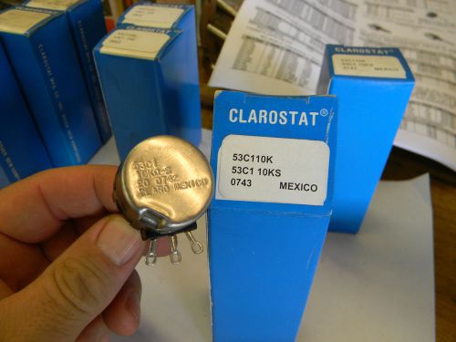 New* Clarostat Potentiometer 53C110K 10K 2w Linear Mil Spec     B4