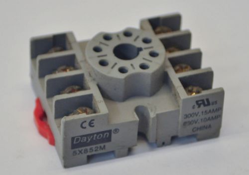 Dayton 5x852m 15a 300v relay socket base 8 pin screw terminals for sale