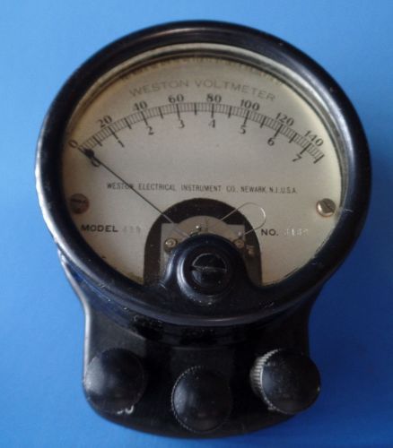 Weston 489 antique dc voltmeter patent dates 1888 - 1901; 0-7.5v 0-150v ranges for sale