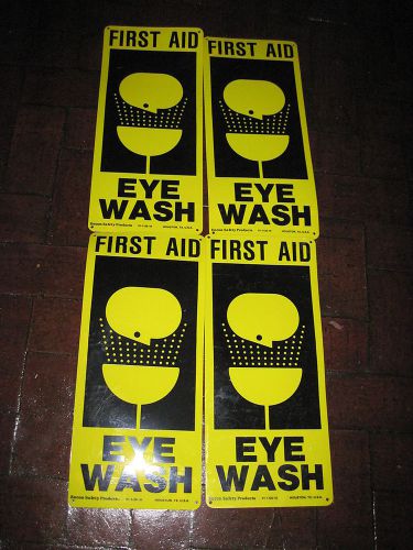 FIRST AID SIGNS LOT OF 4 SIGNS – EYE WASH – ECON SAFETY PRODUCTS