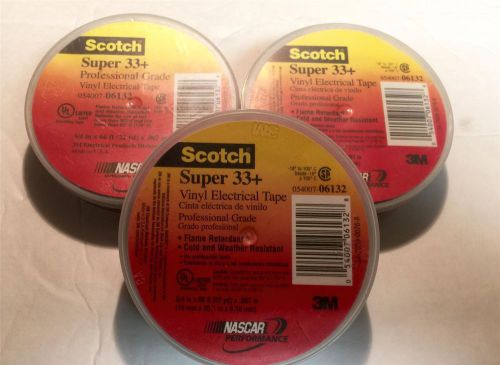 Three 3 rolls of 3m super 33 33+ electrical tape scotch vinyl 6133 for sale