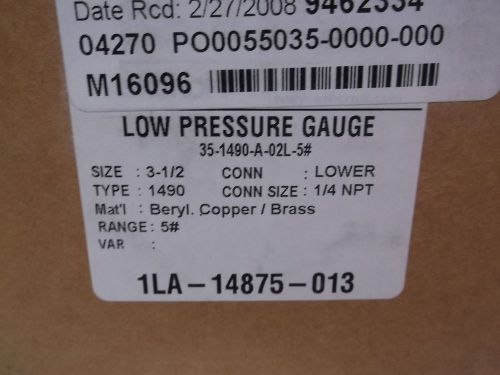 ASHCROFT 35-1490-A-02L-5 LOW PRESSURE GAUGE 0-5 PSI *NEW IN A BOX*