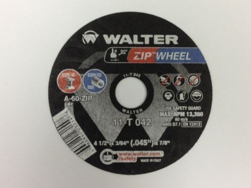 Walter 4 1/2&#034; Zipcut Cutoff Wheel for Steel &amp; Stainless-25 Pack-Model # 11-T 042