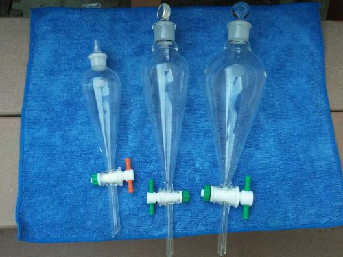 Separatory funnels, a set of three, 60ml, 150ml &amp;250ml