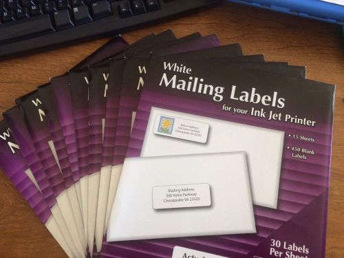 10 packages white mailing labels for ink jet printer 1&#034; x 2 5/8&#034; 30 per sheet for sale