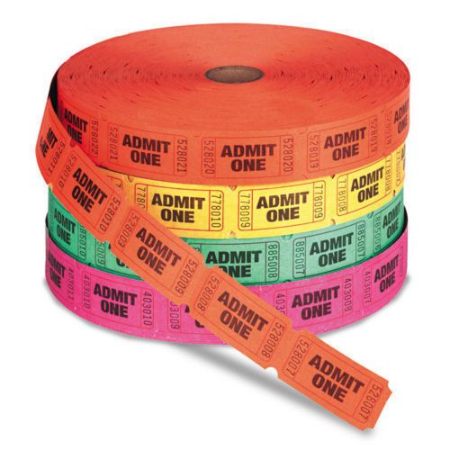 Admit one single ticket roll, numbered, assorted, 2000 tickets/roll for sale