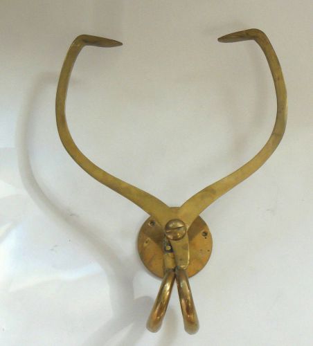 Vintage - lg. solid brass ice tongs- w/ wall mount - paper towel holder - heavy for sale