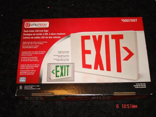 New Utilitech Red/Green LED Hardwired Exit Light Double Sided FREE SHIPPING