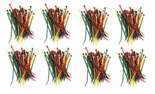 800 Pc 4&#034; Nylon Wire Zip Ties Cable Straps Colored Green Red Blue Yellow Strips