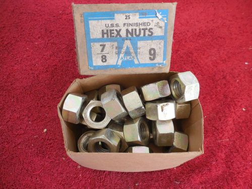 (25) 7/8-9 Grade 8 Hex Finish Nuts - Yellow Zinc - Coarse
