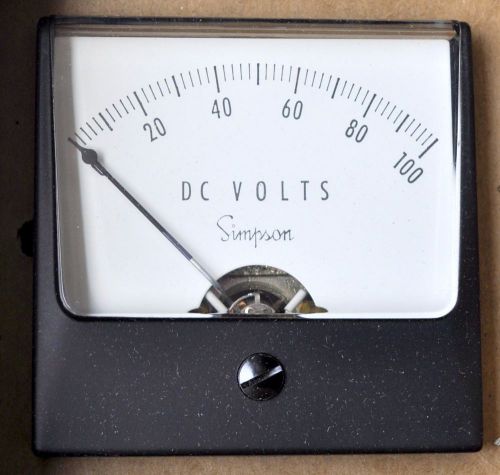 Simpson Panel Meter Model 1227 DC Voltmeter 0-100 Volts 2-1/2&#034;