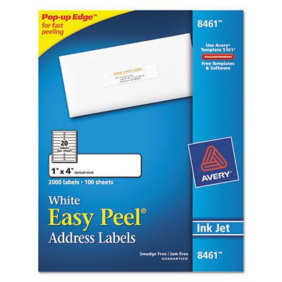 Easy Peel Inkjet Address Labels, 1 x 4, White, 2000/Box 8461