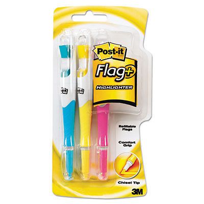 Flag + Highlighter, Blue/Yellow/Pink, 50 Flags/Pen, 3/Pk 689-HL3