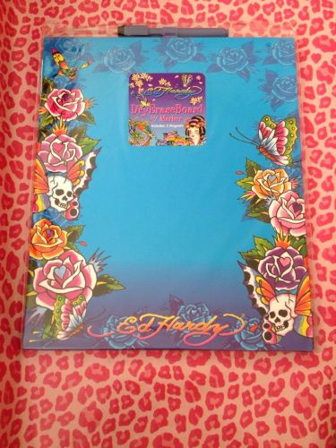 ED HARDY Tattoo SKULL/S BUTTERFLY &amp; ROSES DRY Erase BOARD + MARKER &amp; 2 MAGNETS