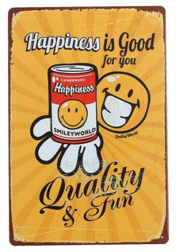 Happiness Metal Plaque Drawing Painting Tin Shop Pub Wall Decor Bar Poster Sign