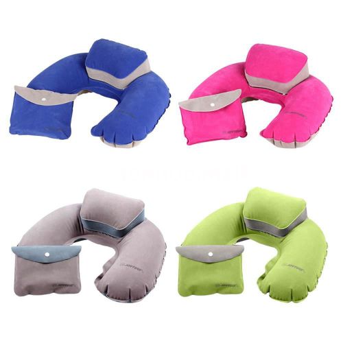Foldable Air Pillow Inflatable U Shape Neck Blow Up Cushion PVC Flocking Outdoor