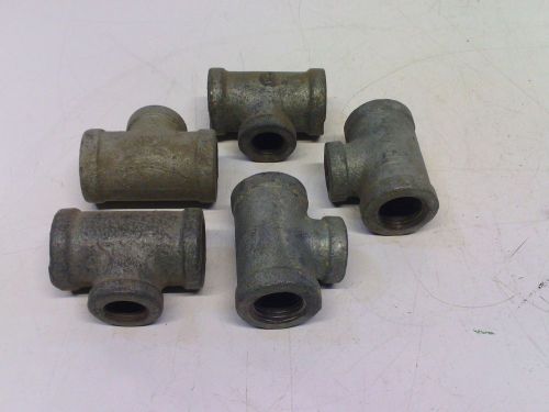 Ward 1/2 x 1/2 x 3/8 galvanized reducing pipe tee, lot of 5 for sale