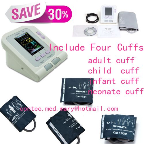Contec contec08a blood pressure monitor + adult+child+pediatric+neonatal cuff s for sale