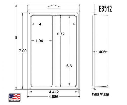E85012: 250- 8&#034;H x 4.7&#034;W x 1.4&#034;D Clamshell Packaging Clear Plastic Blister Pack