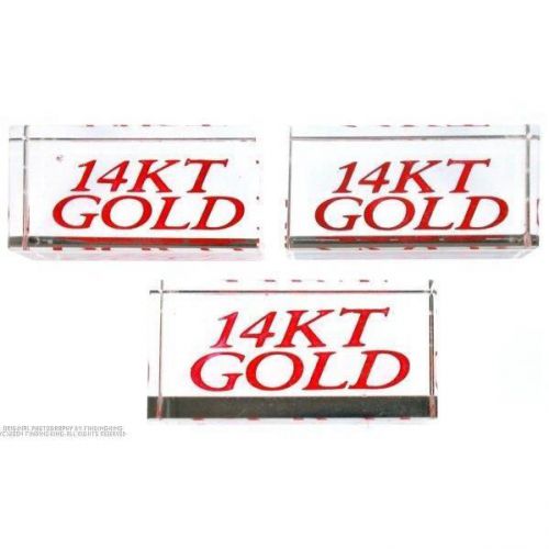 3 Display Signs 14KT Gold Showcase Jewelry Countertop