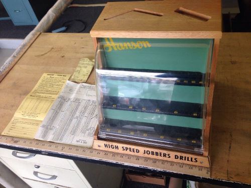 Vintage hanson high speed  jobber drill case / cabinet counter display beautiful for sale